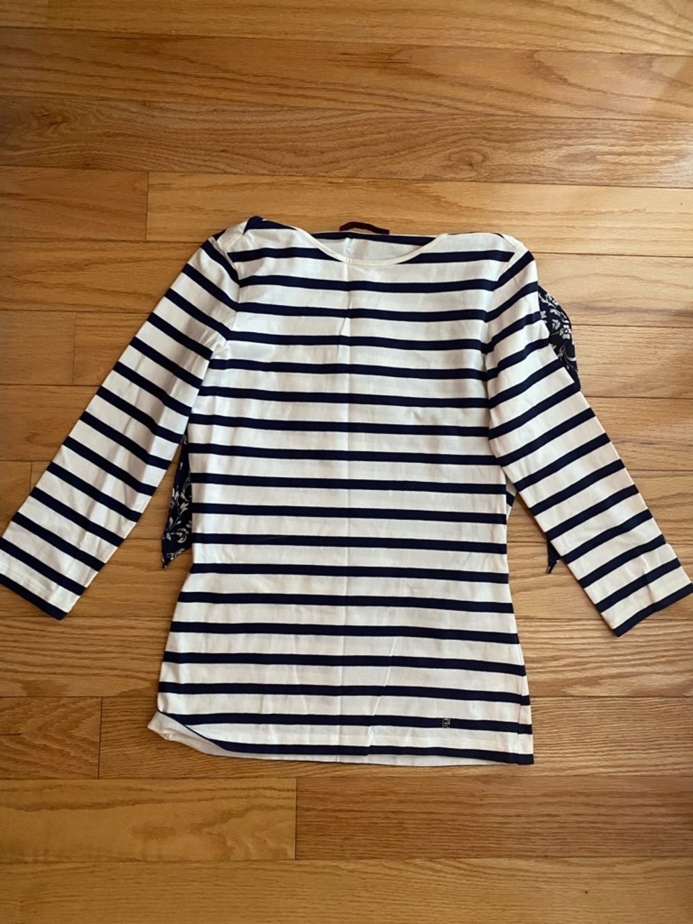 Carolina Herrera Navy and White Striped Long Sleeve Top